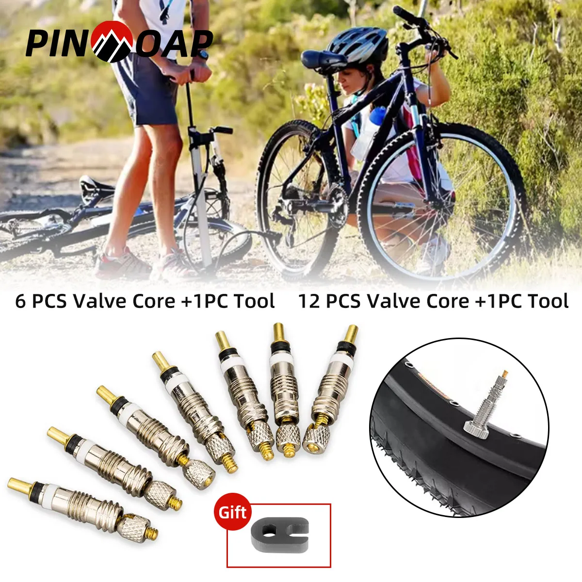 

PINMOAP Bicycle Valve Core And Valve Core Set With Wear-Resistant Accessory Disassembly Tool Suitable For Mountain Road Bicycles