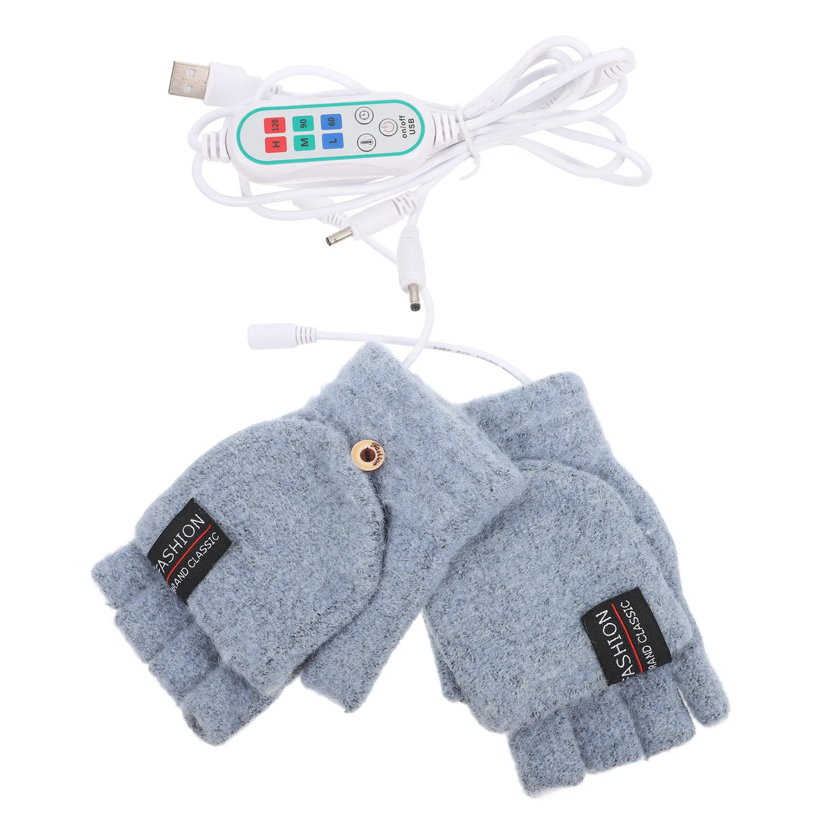 

1Pair USB Heated Gloves Double Sided Heating Electric Warm Palm Back Adjustable Thermal Mitts Winter Outdoor Sports