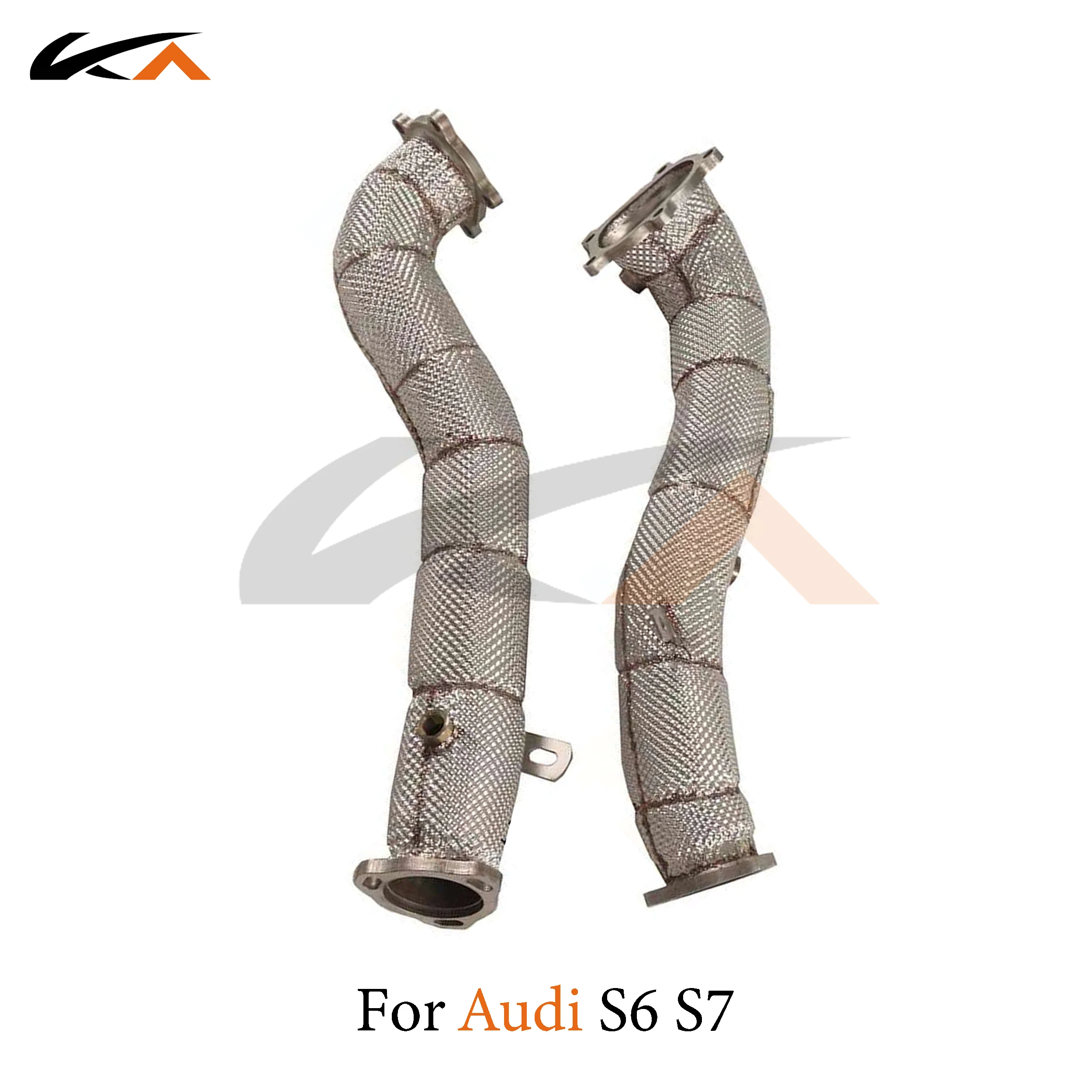 KA Tuning exhaust system parts header stainless downpipe for Audi S6 S7 C7 C7.5 axle pipe performance catalysis heat shield