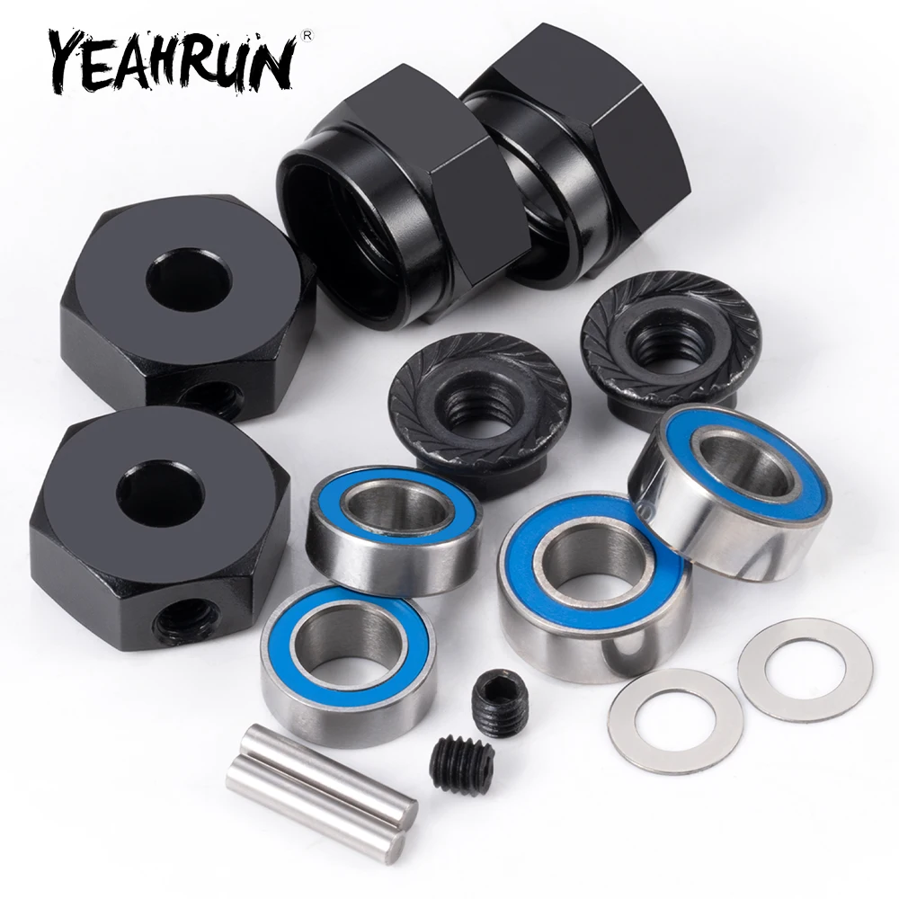 YEAHRUN 1Set Sechskant-Radnabenadapter aus Aluminiumlegierung mit Lager für Tamiya DT02 1/10 RC Buggy Car Truck Upgrade-Teile