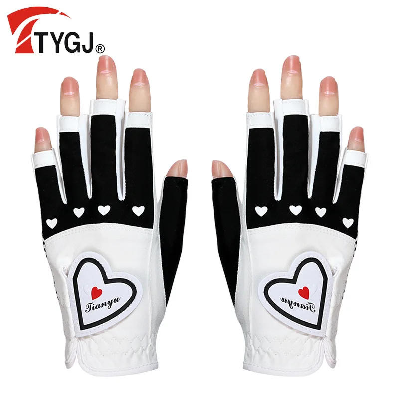 

TTYGJ Golf Ladies Open Finger Gloves Palm Anti-slip Particles Left Right Hands Breathable Sports Cycling Ladies Golf TYS-023