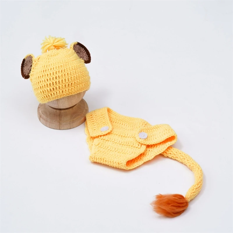 

Baby Photoshoot Props Animal Costume Set Underpants & Lion Ear Hat Newborn Photo Props Photography Clothes Accessories