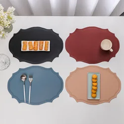 Deri Placemat sofra ped düzensiz Retro masa Mat isı yalıtım su geçirmez ve yağ geçirmez ev yemek PVC ince Mat