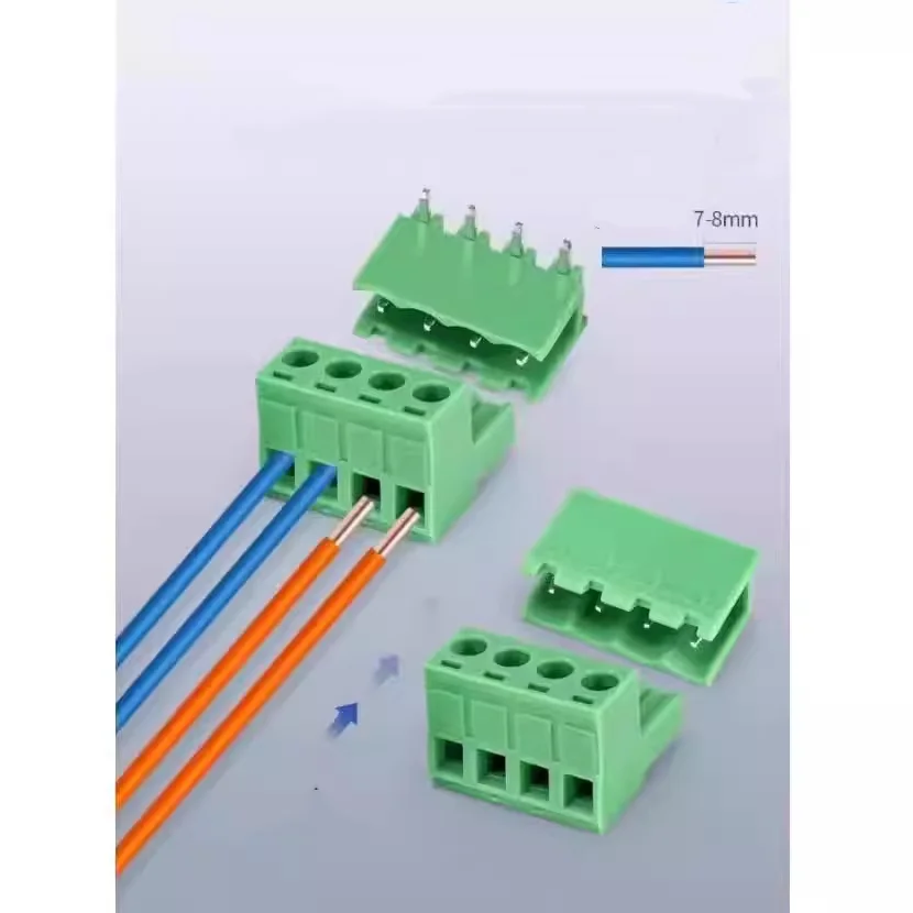 KF2EDGK 5.08mm 2P 3P 4P 5P 6P 7P 8P 9P 10P 12P Connectors Set: Socket + Plug Curved Needle Binding Post Plug-In Terminal Blocks