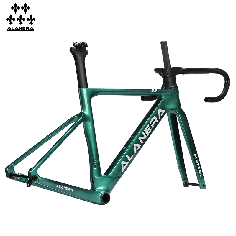 

Chameleon Green ALANERA carbon fiber T800 bicycle frame, windbreak road frame, disc brake with handlebars
