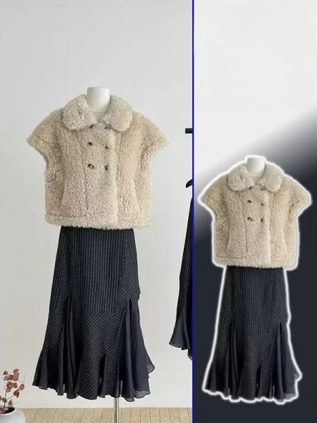 

Модная свободная женская юбка больших размеров с асимметричным дизайном, высокой талией, вязаная, длинная, для полных женщин, весенний сезон