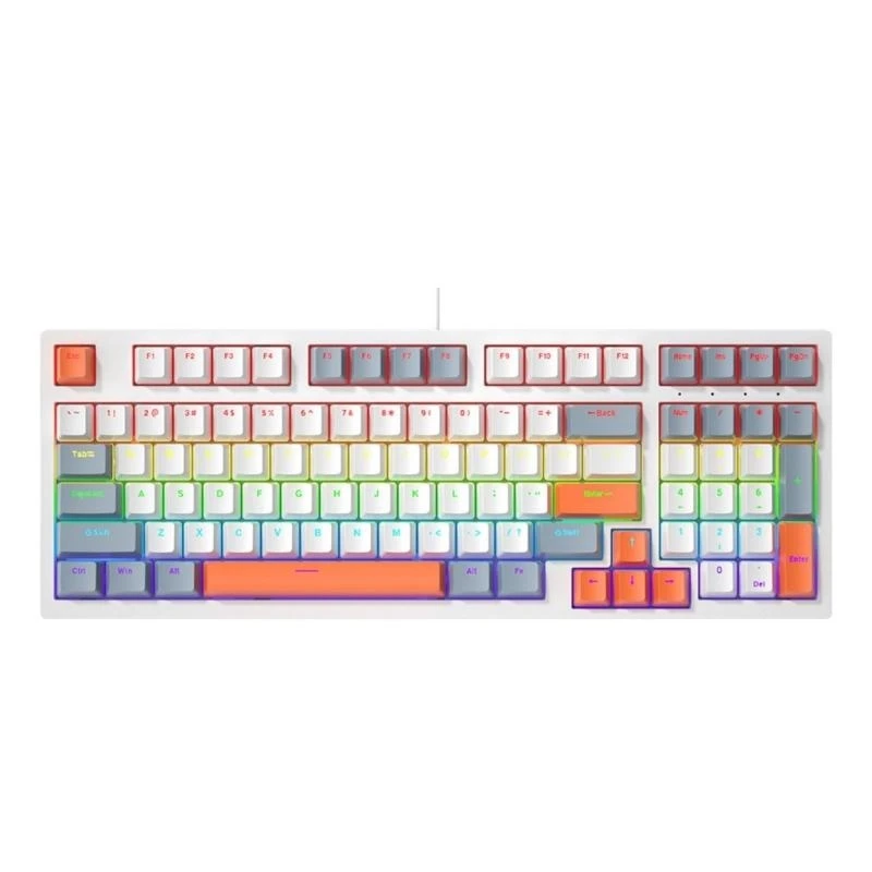 

Mechanical Keyboard 98 Kkey со светодиодным освещением, Comense Ceeful Keycap для геймеров и машинистов на маленькой космической