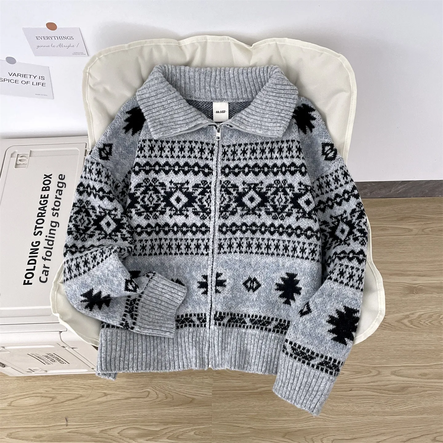 

Loose Men's Knitted Sweater Coat Vintage Preppy Sle Autumn Winter Casual Comfortable Fair Isle Open Cardigan Warmth