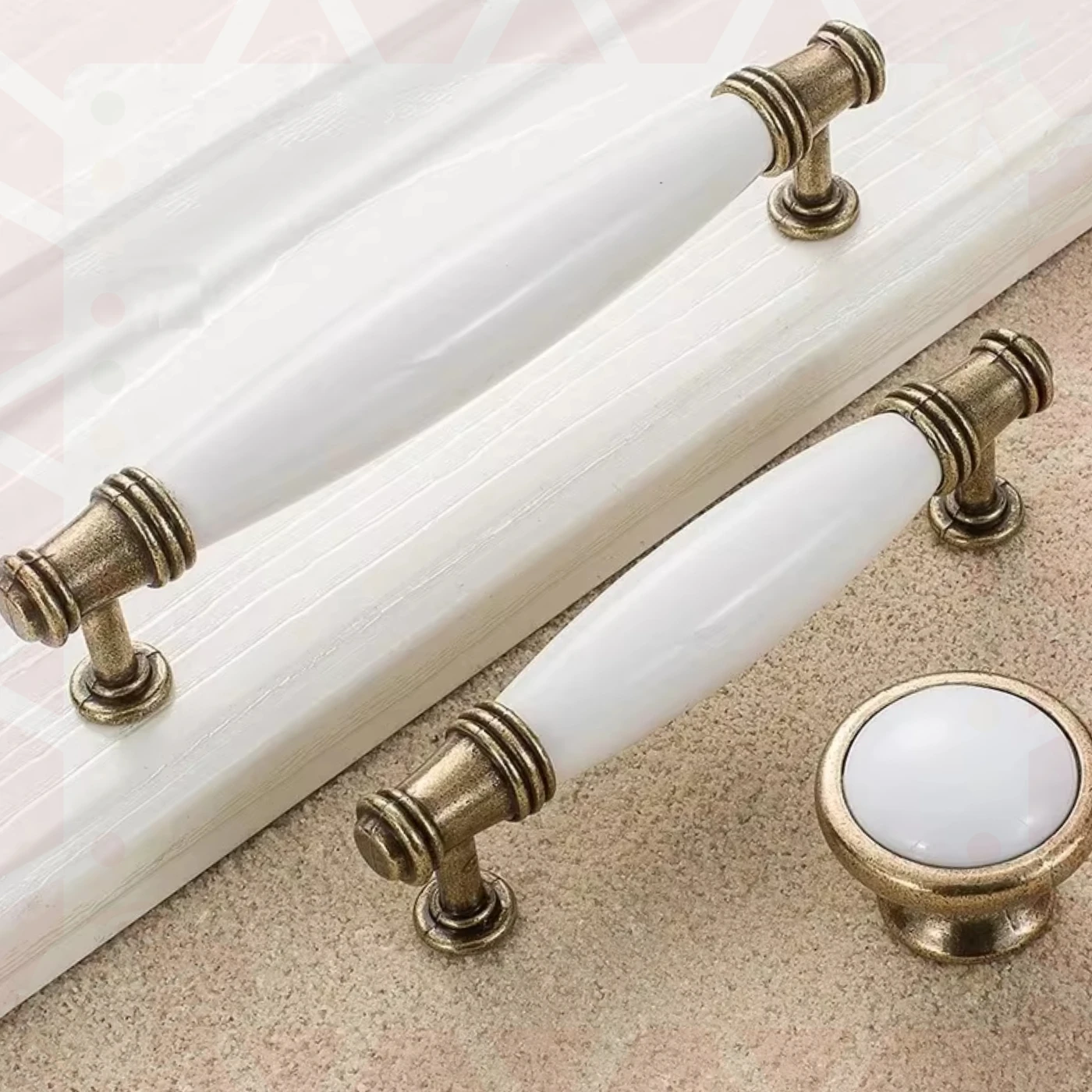 Antique Bronze Ceramic White Cabinet Handles Zinc Alloy Drawer Knobs Wardrobe Door Handle Simple European Furniture Hardware