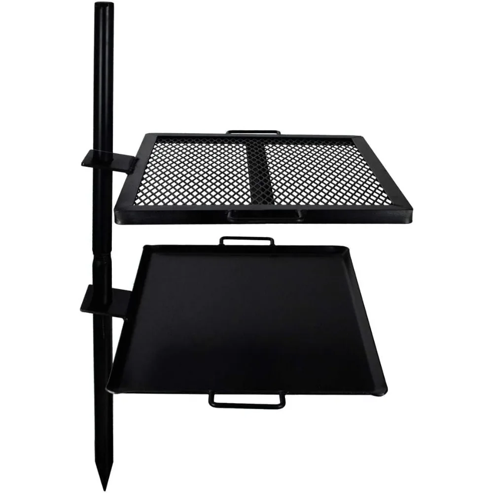 

Open Fire Cooking Gravity Combo Grill & Skillet, Ultimate Camping Cooking Tool Black, Grill dimensions: 18.5” x 16.375”