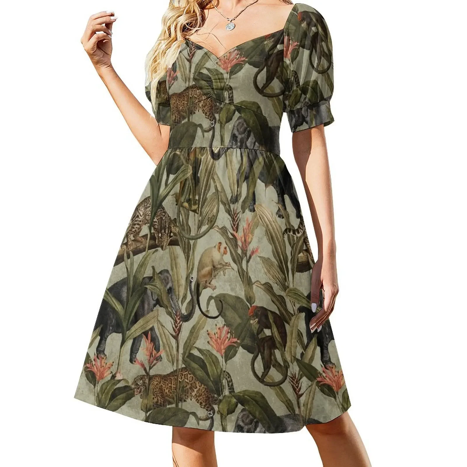 Vintage Tropical Jungle Botanical Garden Pattern Sleeveless Dress women clothes women's luxury party dress Dress