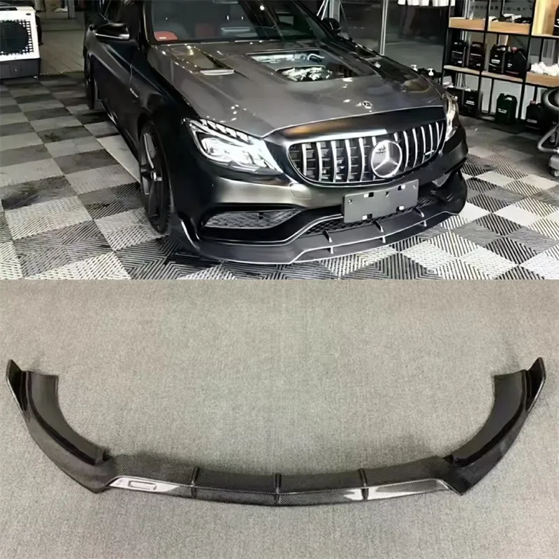 

For Mercedes Benz C Class C63 W205 Real Carbon Fiber Front Lip Front Bumper Lower Lip Under Spoiler Splitter Body Kit