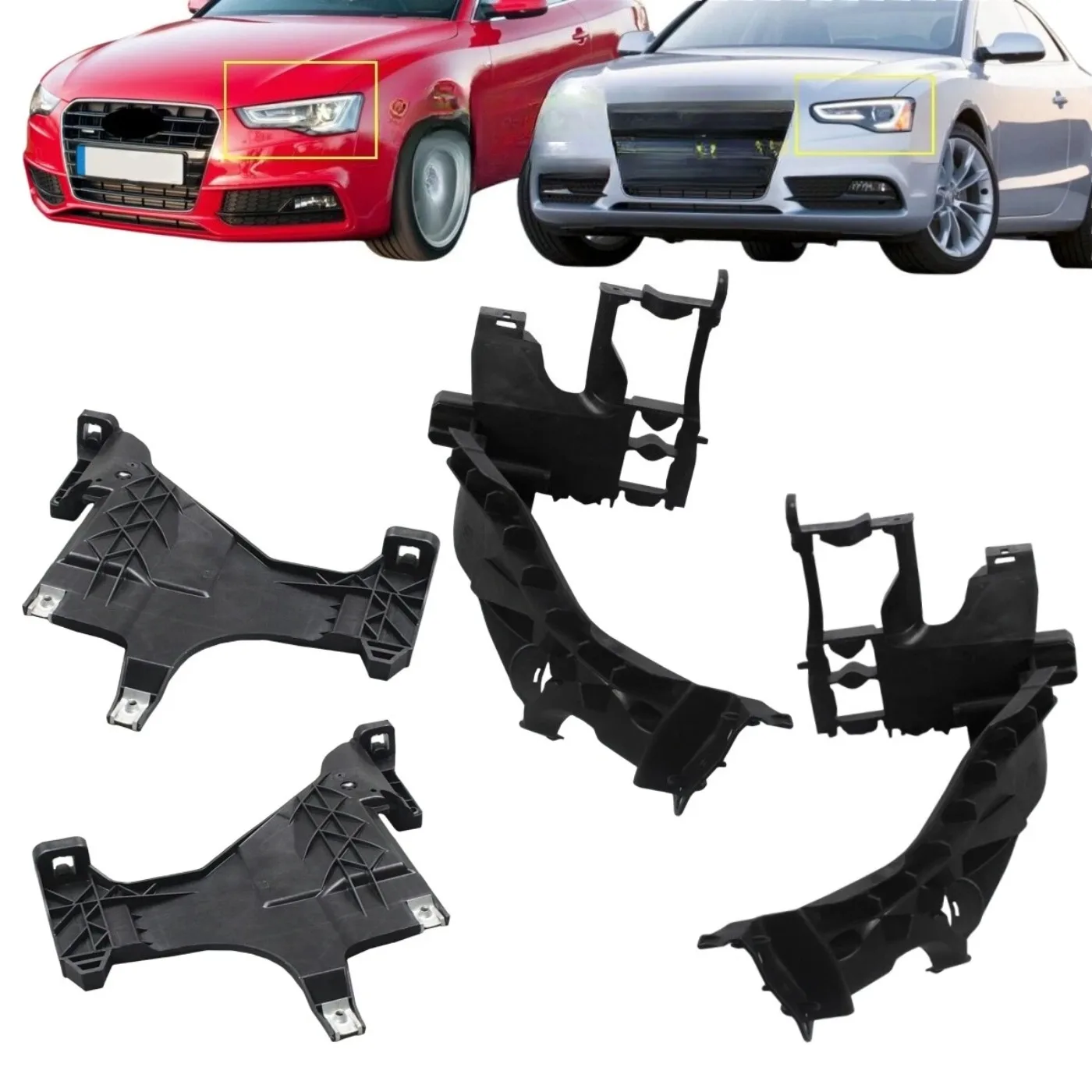 4Pcs Front Headlight Headlamp Mount Support Plate Bracket  Fit For 2013 2014 2015 2016 Audi A5 S5 RS5 8T0941453B 8T0941454B