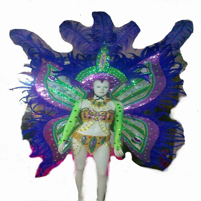 

Celebrate Party Show Opening samba performance costume ostrich feather back panel carnival dance scenic parade clown costume