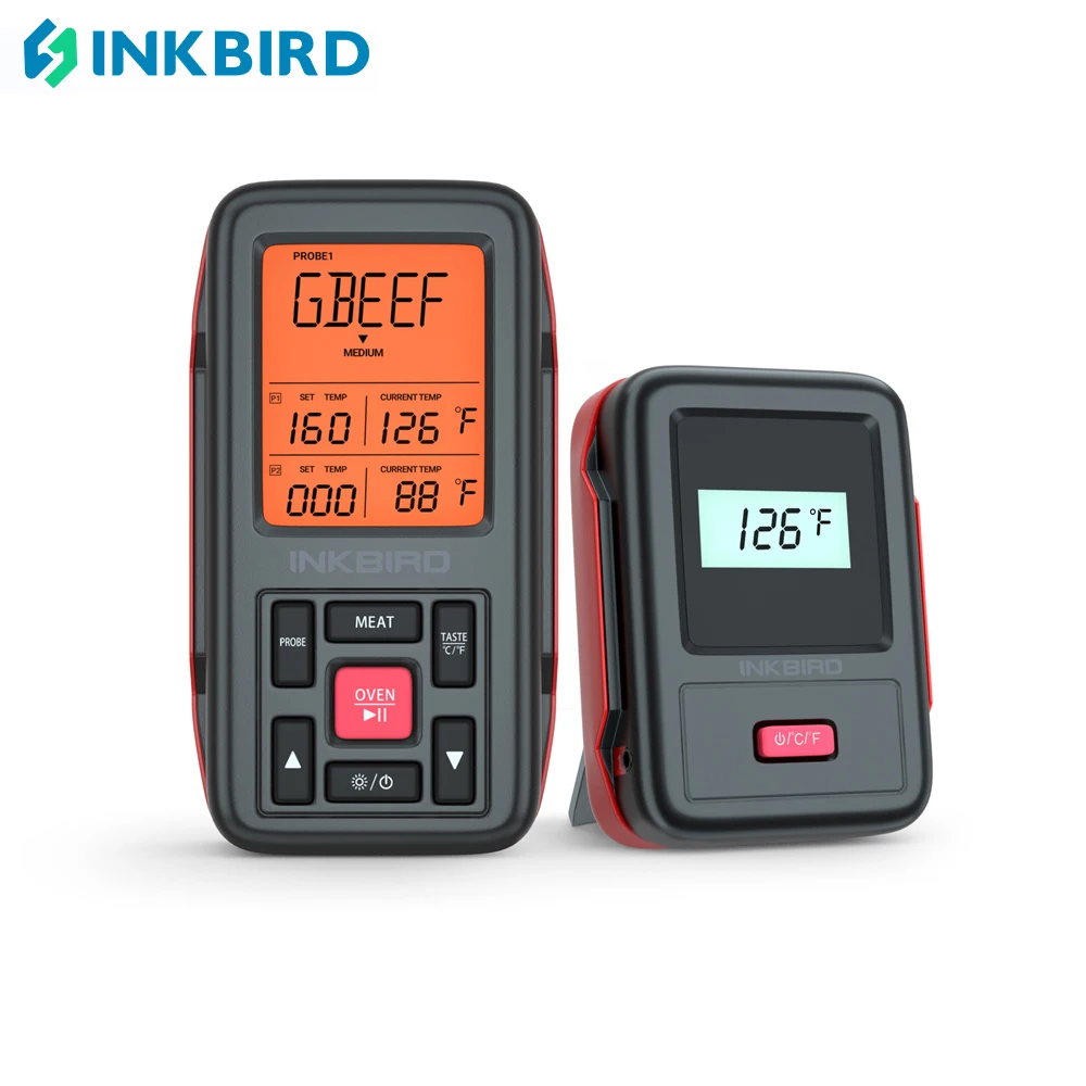 

INKBIRD IRF-2SA Wireless Digital Meat Thermometer LCD Screen 11 Preset Modes Instant Read Thermometer with Alarm for Kitchen