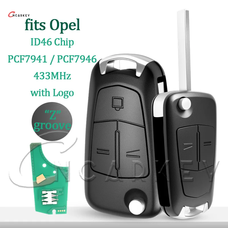 Flip Remote Key Fob PCF7941/7946 For Opel For Vauxhall Astra H Zafira B Corsa D Vectra C Signum ID46 Chip 433Mhz 2/3 Buttons