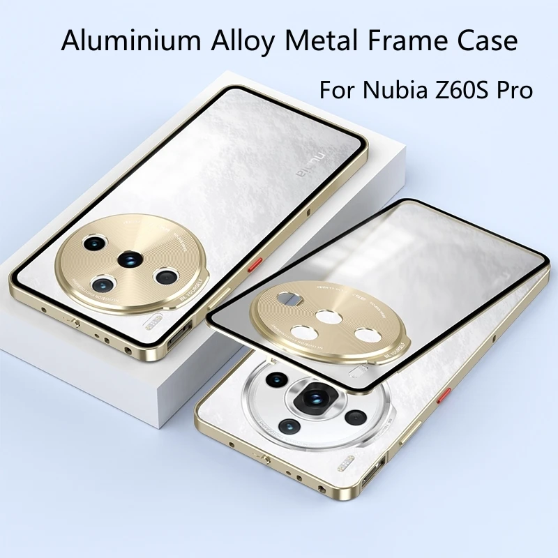 For ZTE Nubia Z60 S Pro Case Aluminium Alloy Metal Frame Case For Nubia Z60S Pro 5G Matte Clear Phone Acrylic Back Cover Bumper