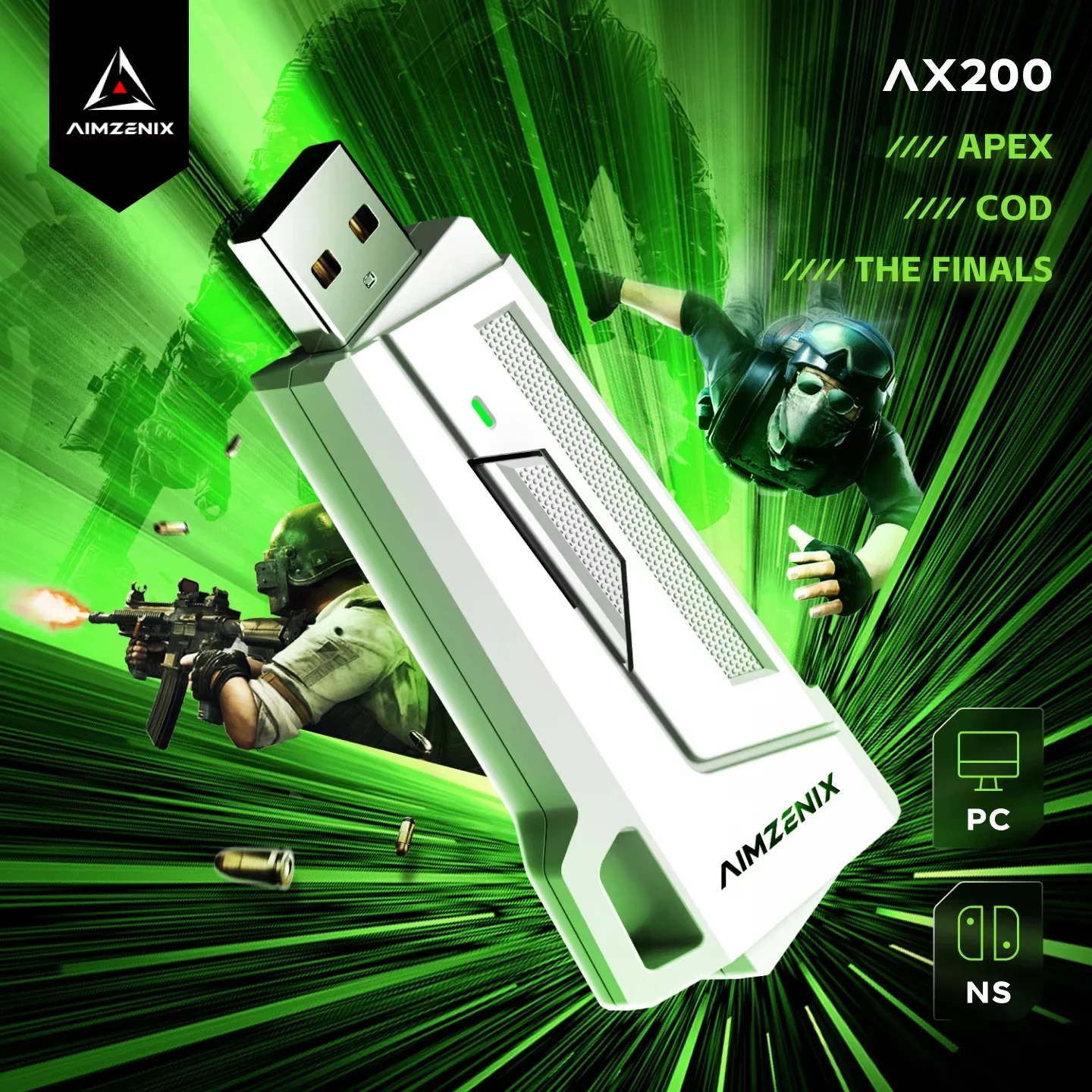 Aimzenix AX200 PC Gaming K&M Converter/Adapter, App Customization, 1000Hz Reporting Rate