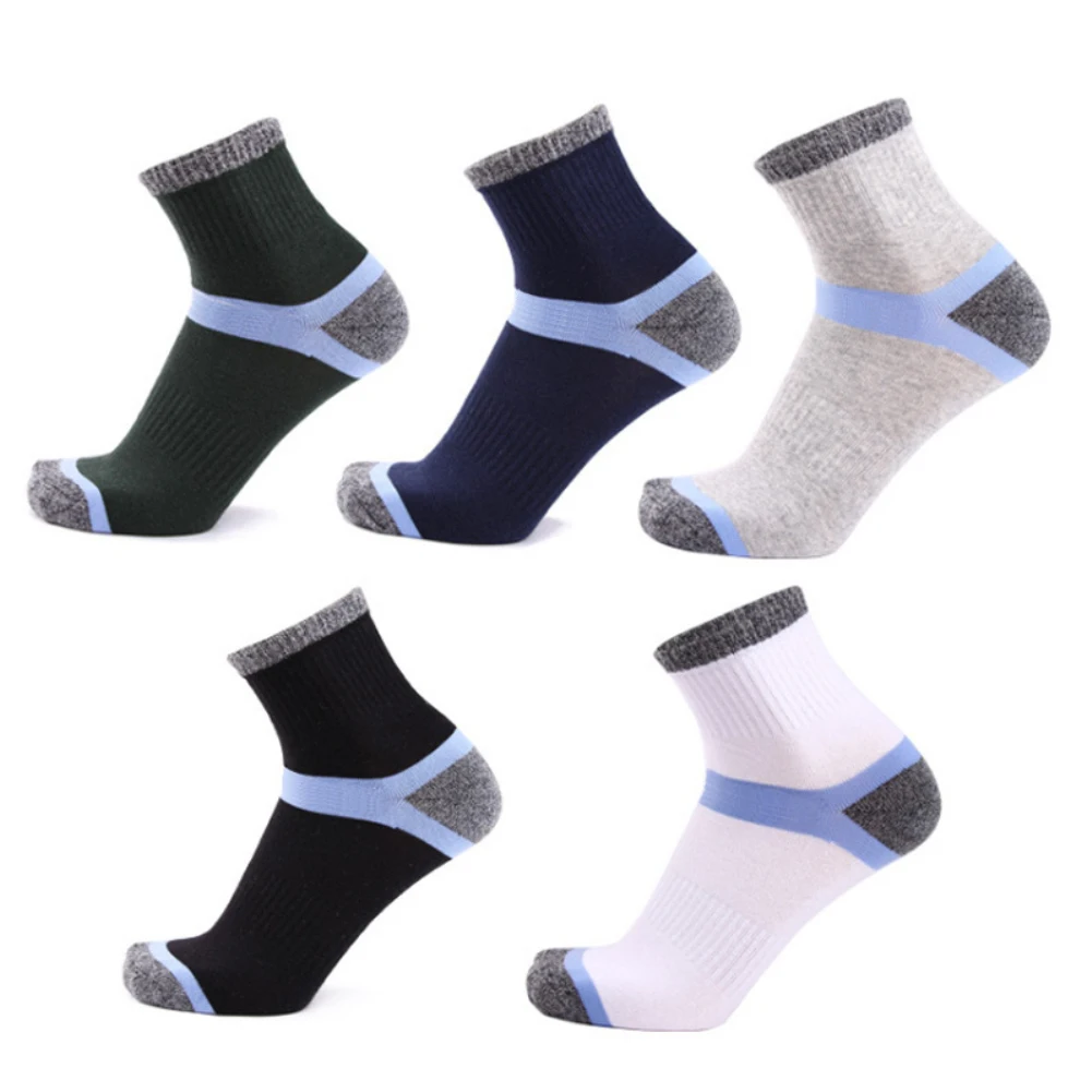 1Pair High Quality Cotton New Autumn Men's Socks Running Winter Casual Breathable Active Socks Stripe Sport Socks