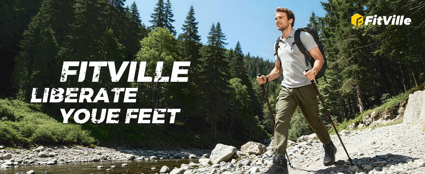 FitVille Extra Breite Wanderschuhe Mittelhohe Leder-Kletterschuhe für Herren Wasserfeste Trekkingstiefel mit Gewölbeunterstützung Rutschfest – Detail 2