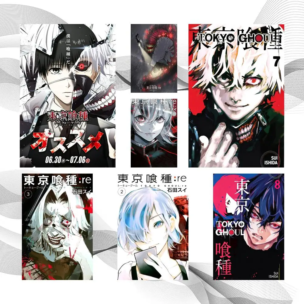 Anime Japanese T-Tokyo Ghoul Poster Peel And Stick Wall Art Self Adhesive PP Waterproof Wall Decor Living Room Bedroom Gift