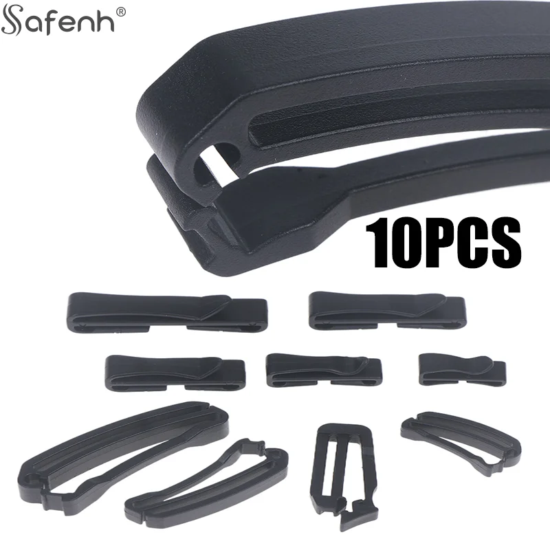 10 Pcs/Pack Plastic Quick Slip Keeper Buckle End Clip Slider Black For Molle Tactical Backpack Adjusting Strap Webbing 20-50mm
