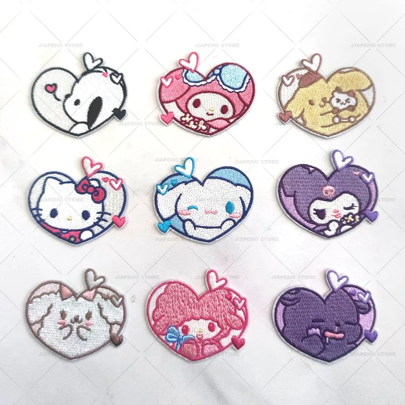 Hello Kitty Embroidered Patches for Clothes Hot Anime Cartoon Sanrio Iron On Patch on Bags Applique Decor Badge DIY