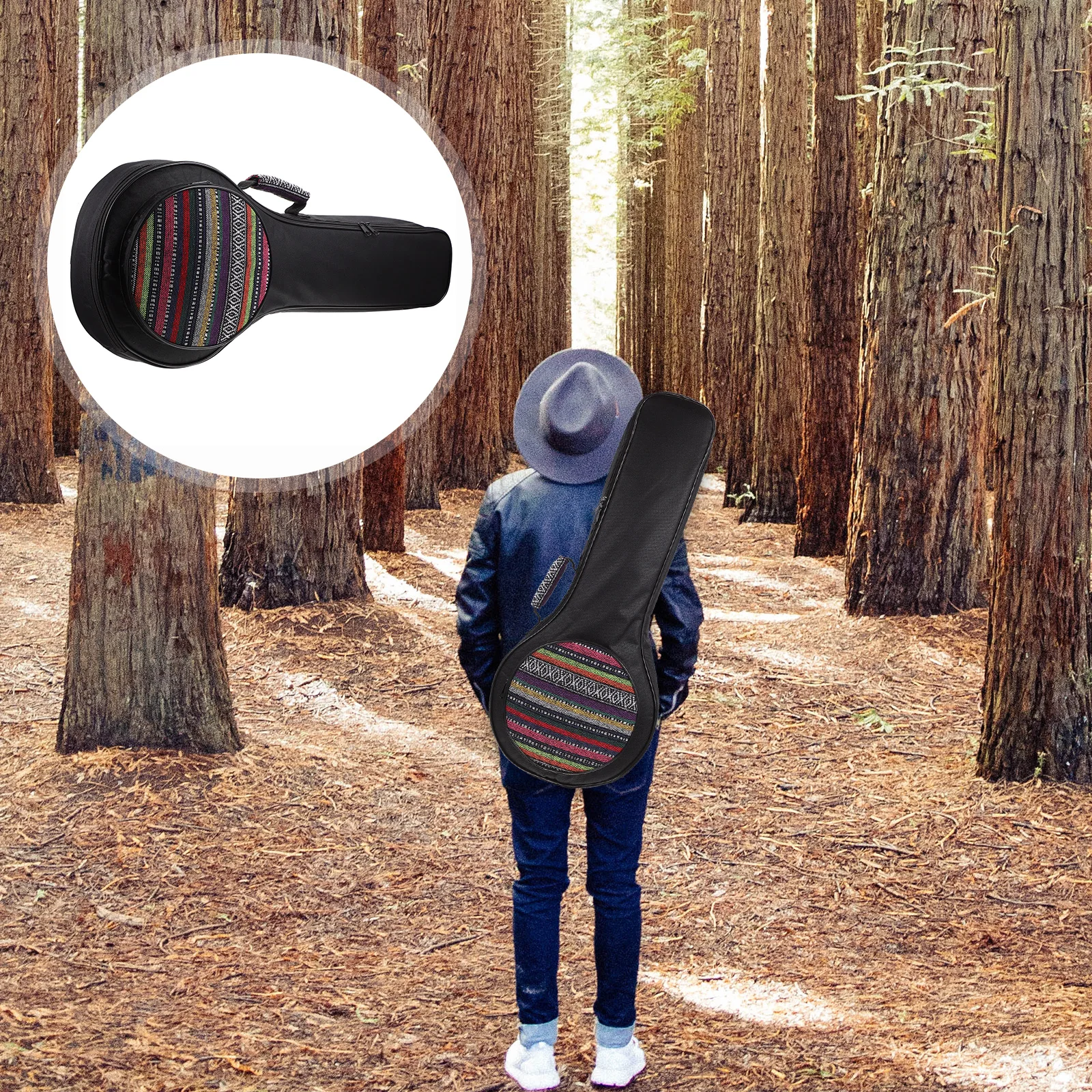 

1 pc Portable Mandolin Bag Backpack Thickened Canvas Gig Bag Waterproof Moisture Proof Adjustable Strap Assorted Colors