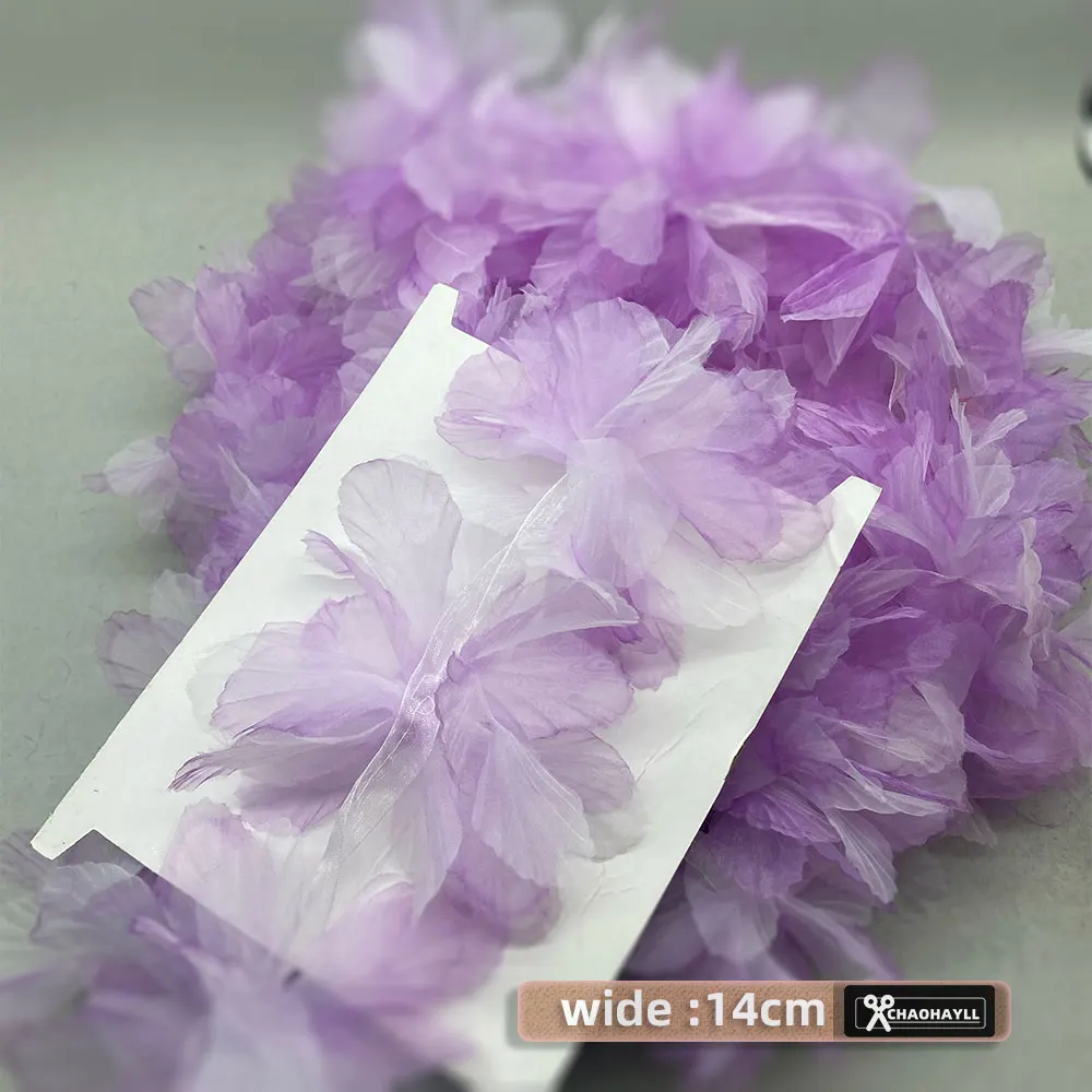 14CM Wide Organza Color Flower Lace Fabric for Fringe Trim Party Wedding Dress Collar Patches Crafts Supplies Sewing Accessories