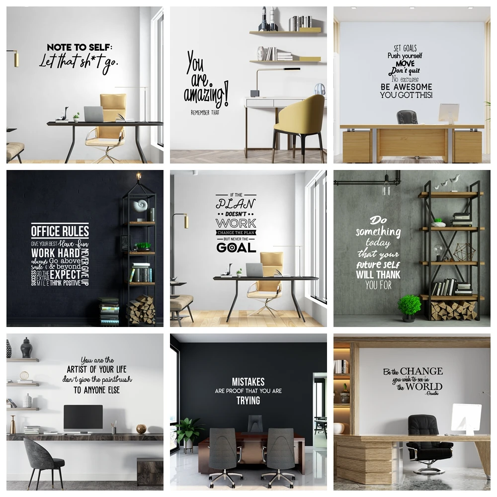 1pc Heiße Inspirierende Zitate Für Das Büro Vinyl Aufkleber Wand Aufkleber Für Wohnzimmer Wandbild