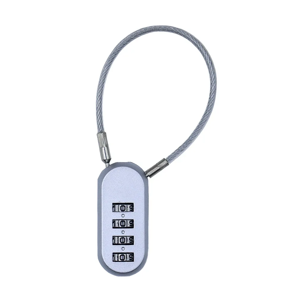 Zinc alloy 4 Digit Password Lock Wire Rope Padlock Backpack Zipper Lock Anti-theft Luggage Combination Lock for Home&Travel