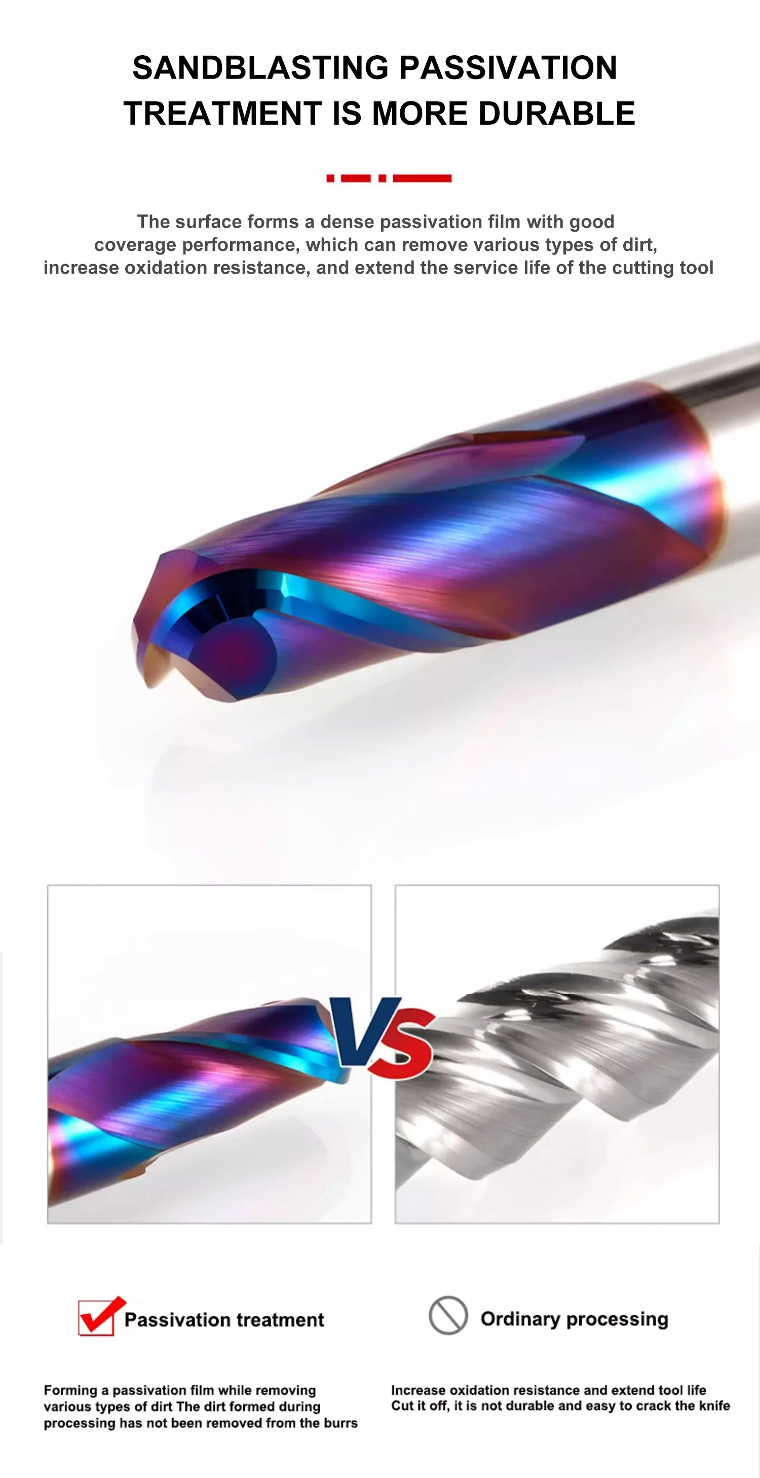 SHAZAM HRC65 2-Schneiden-Stahl-Hartmetall-Nanobeschichtete Tiefnut-Kugelkopf-Fräser CNC-Mechanische Bearbeitungswerkzeuge – Detail 4