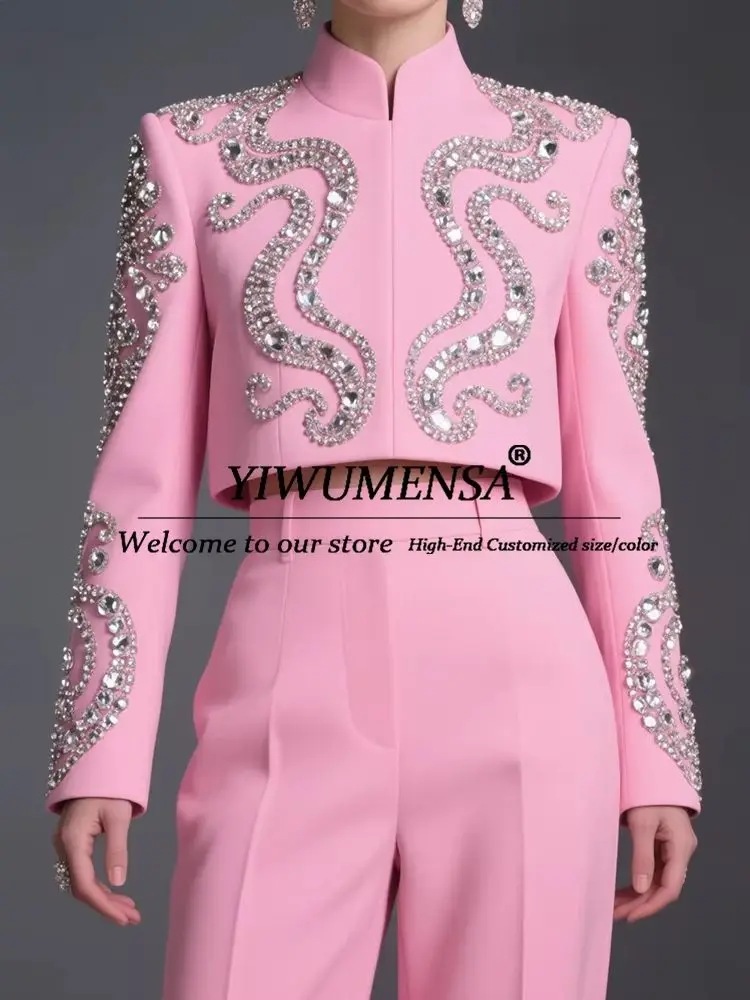 Crystals Beaded Mother Of Bride Dreses 2 Pieces Women Pants Suits Customized vestido invitada boda костюм жіночий