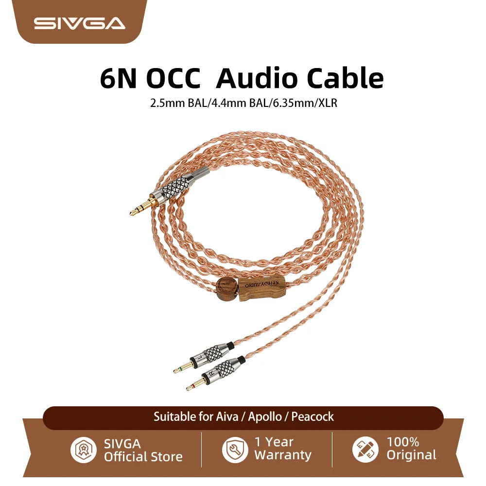 Аудиокабель Sendy для наушников Aiva Apollo павлиний 6N OCC 4,4 мм Balanace/2,5 мм Balanace/6,35 мм/4-контактный XLR Штекерный аудиокабель