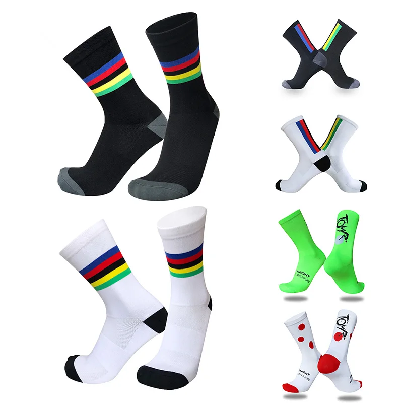 

Colored Competition With Road StripesCycling Socks Men Professional Women Bicycle Outdoor Racing Bike Sport Running Socks