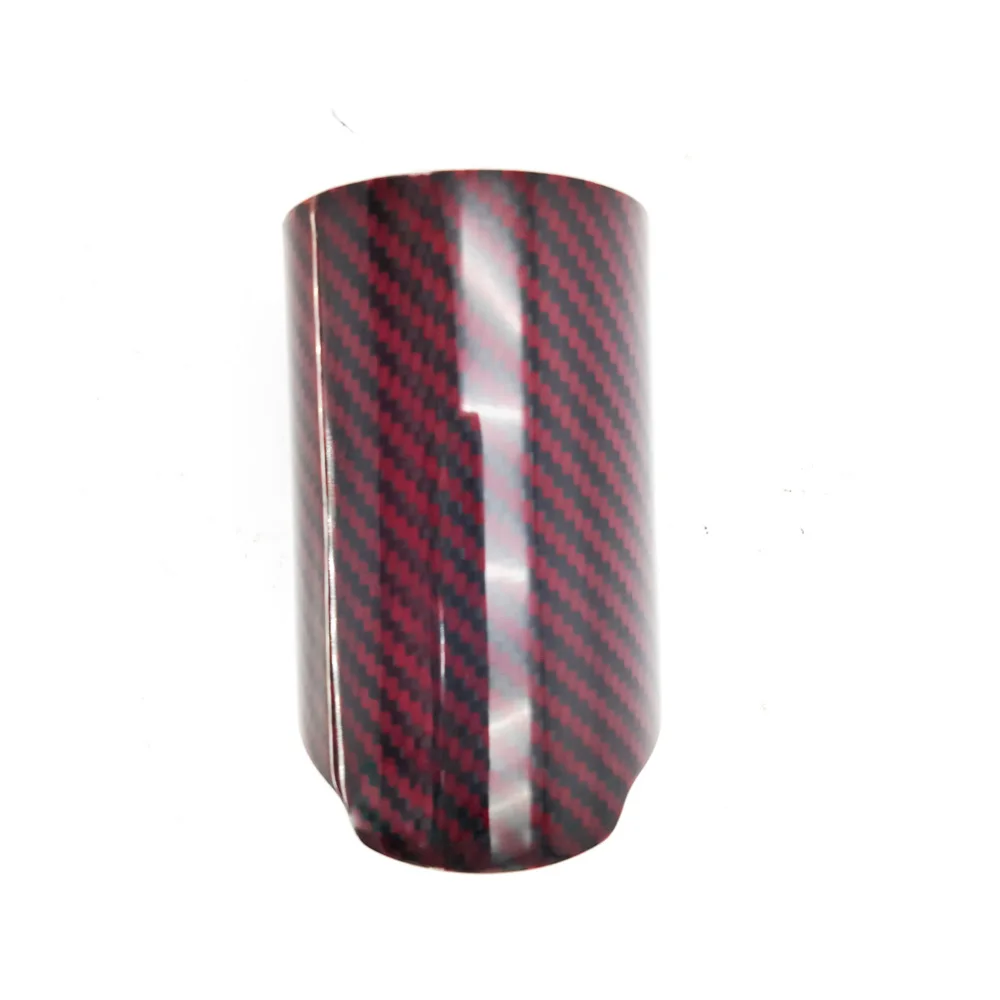 

1pc 3" 76mm Straight Red Glossy Carbon Fiber Car Exhaust Muffler Pipe Cover