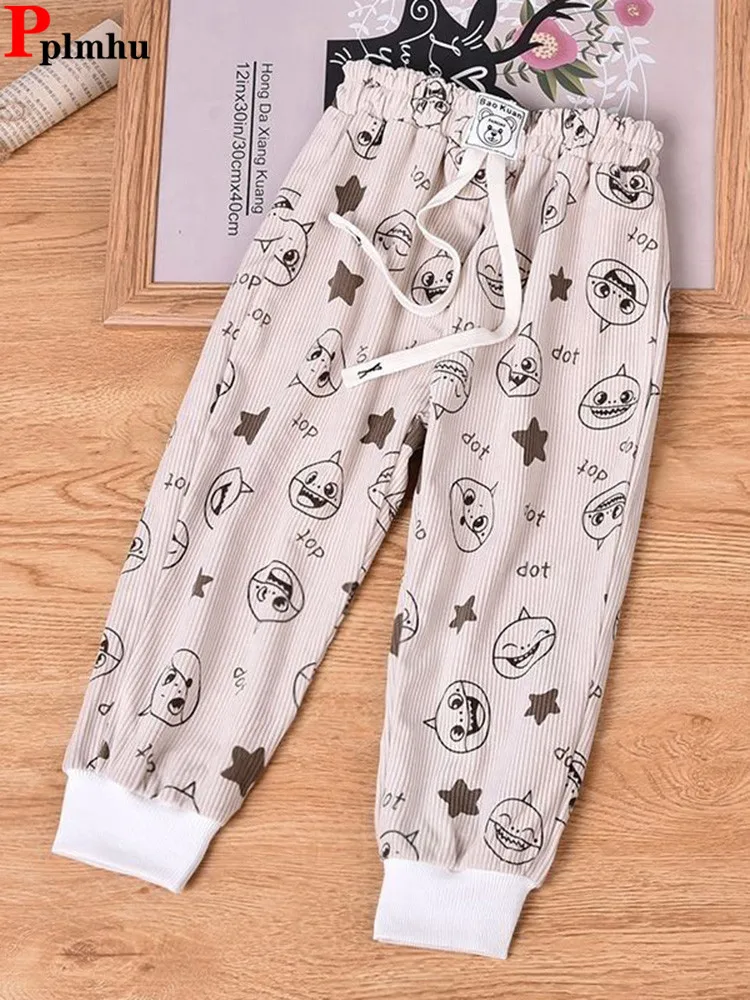 Fall Winter Warm High Waist Kids Harem Pants Baggy Print 1-6 Years Boys/Girls Thick Pantalones Casual Children Trousers New