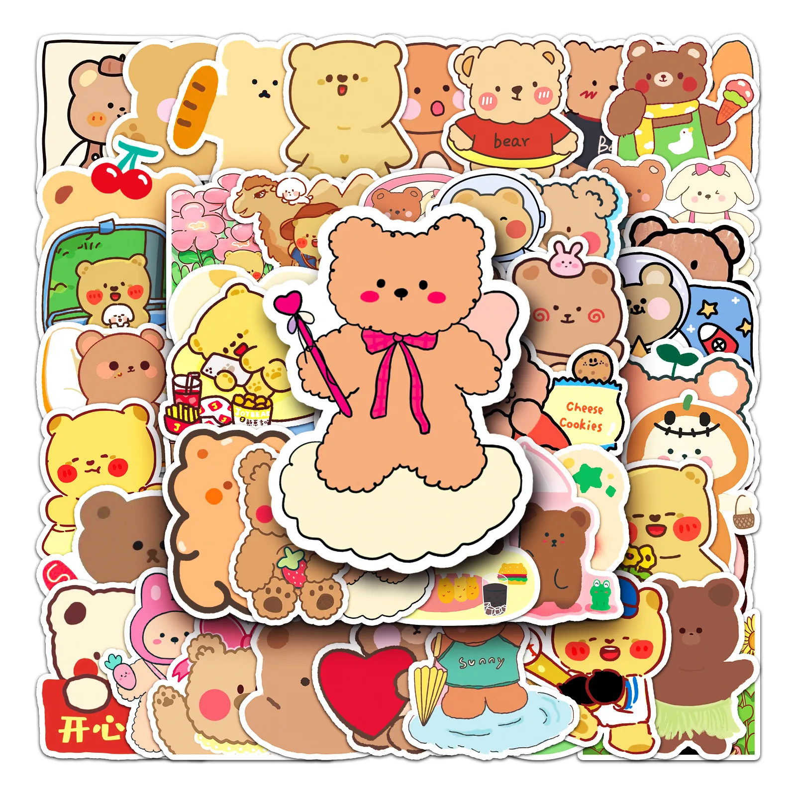 

50Pcs Cartoon Bear Series Graffiti Stickers Suitable for Laptop Helmets Desktop Decoration DIY Stickers Toys Wholesale