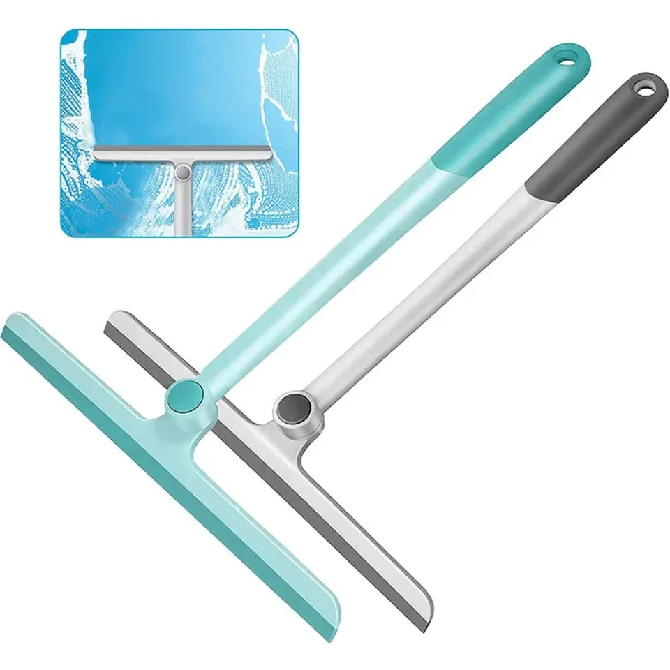 360 Degree Rotatable Shower Squeegee Glass Wiper Scraper Squeegee Cleaner With Silicone Holder Bathroom Mirror Scraper Cleaning