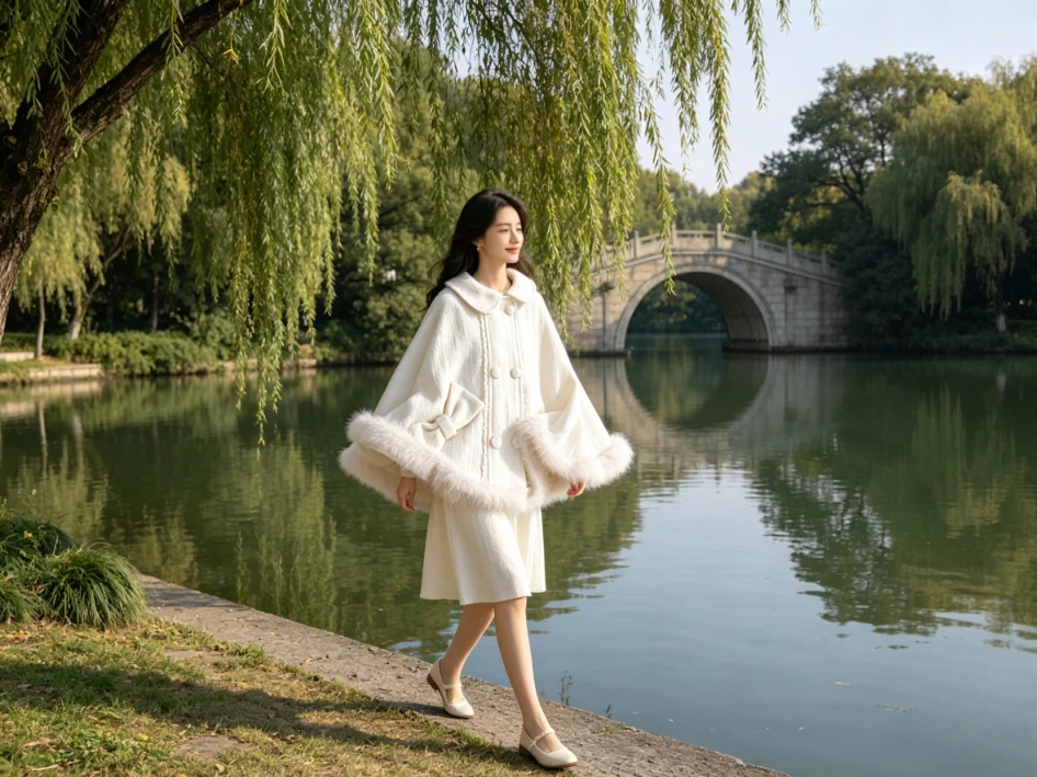 

Милые куртки в японском стиле в стиле Лолиты для девочек, двубортные пушистые зимние теплые пальто в стиле ретро для женщин, милая повседневная накидка с бантом