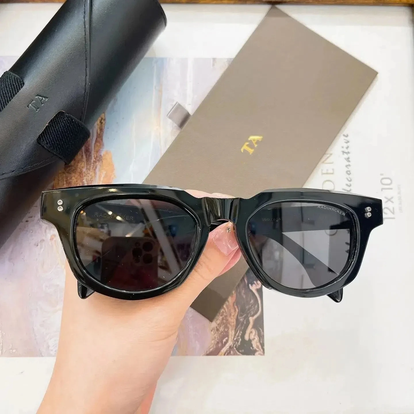 

New For DIYTA DT RADIHACKER DTS726-A Top Quality UV400 Womens Sunglasses Classic Black Acetate Frame Men's Sun Glasses With Box