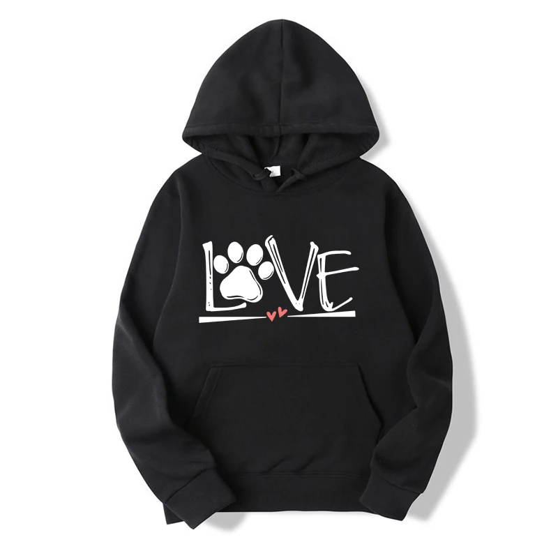 Love Print Hoodies for Women Men Harajuku Winter Sweater New Fashion Black Tops Funny Female Clothing Casual Tee Woman Clothes