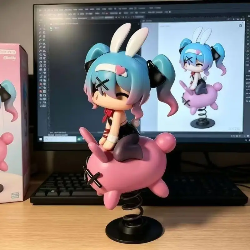 

Hot selling spot Shake Happy Rabbit Hole Anime Handmade Model Surrounding Car Trendy Play Statue Ornament Gift