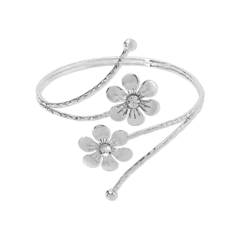 Stylish Flower/Leaf Arm Cuff Bracelet Fashion Metal Arm Bands Open Arm Bracelets Ornament Popular Women Accessory