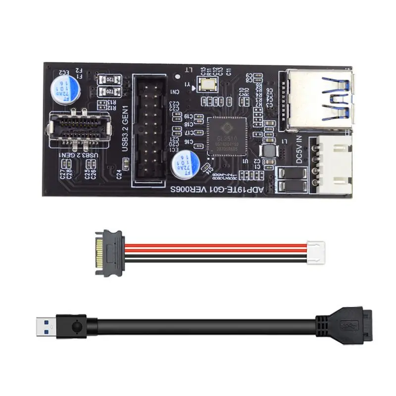 CY 19-pin to 3.1 C TYPE-E adapter double-head USB3.0 front one point and two 20-pin to expansion card