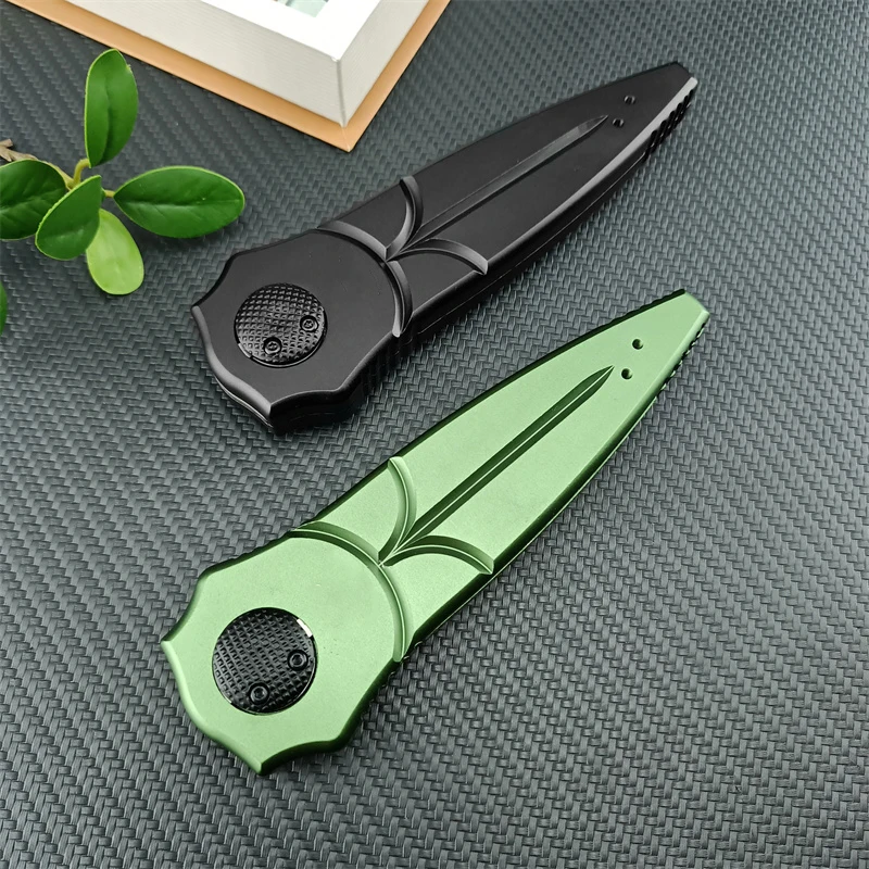 Green/Black Outdoor Assisted Folding Knife D2 Steel Blade Aluminum Handle Sharp EDC Tool Knives for Camping Hiking