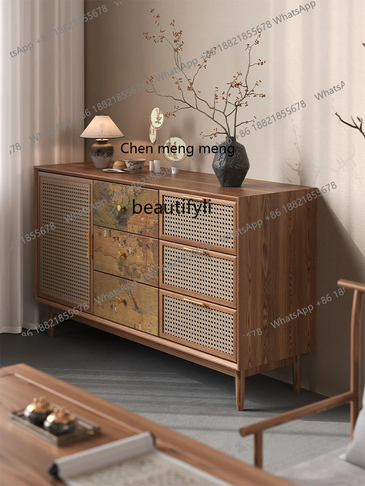 X  Solid wood against the wall integrated art side cabinet storage, chest cabinet, display cabinet high-end