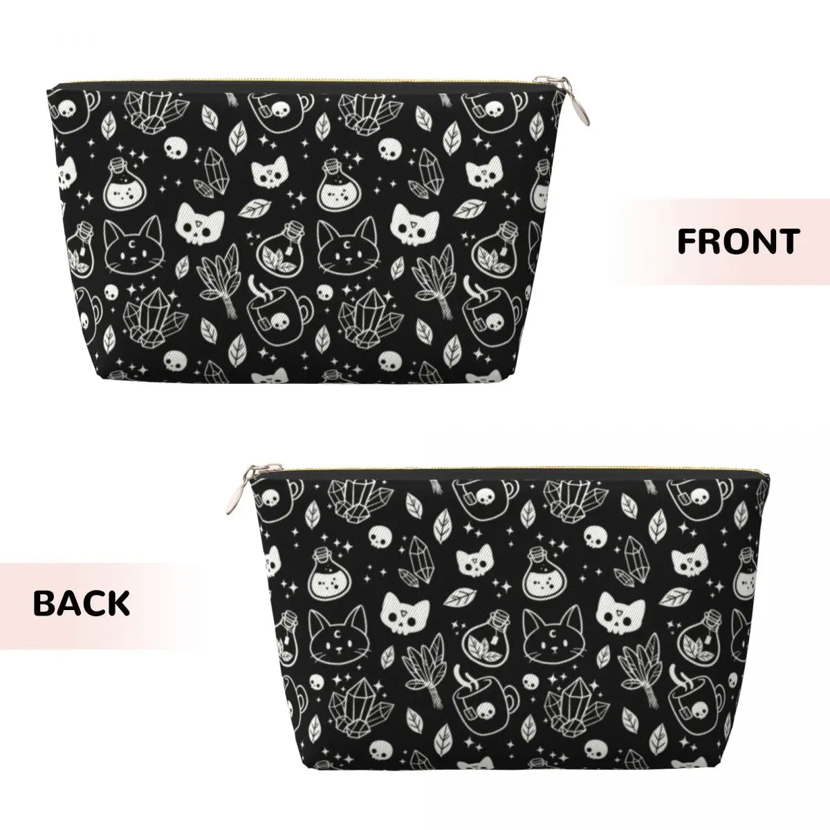 Custom Witch Travel Cosmetic Bag for Women Halloween Cat Skull Toiletry Makeup Organizer Ladies Beauty Storage Dopp Kit