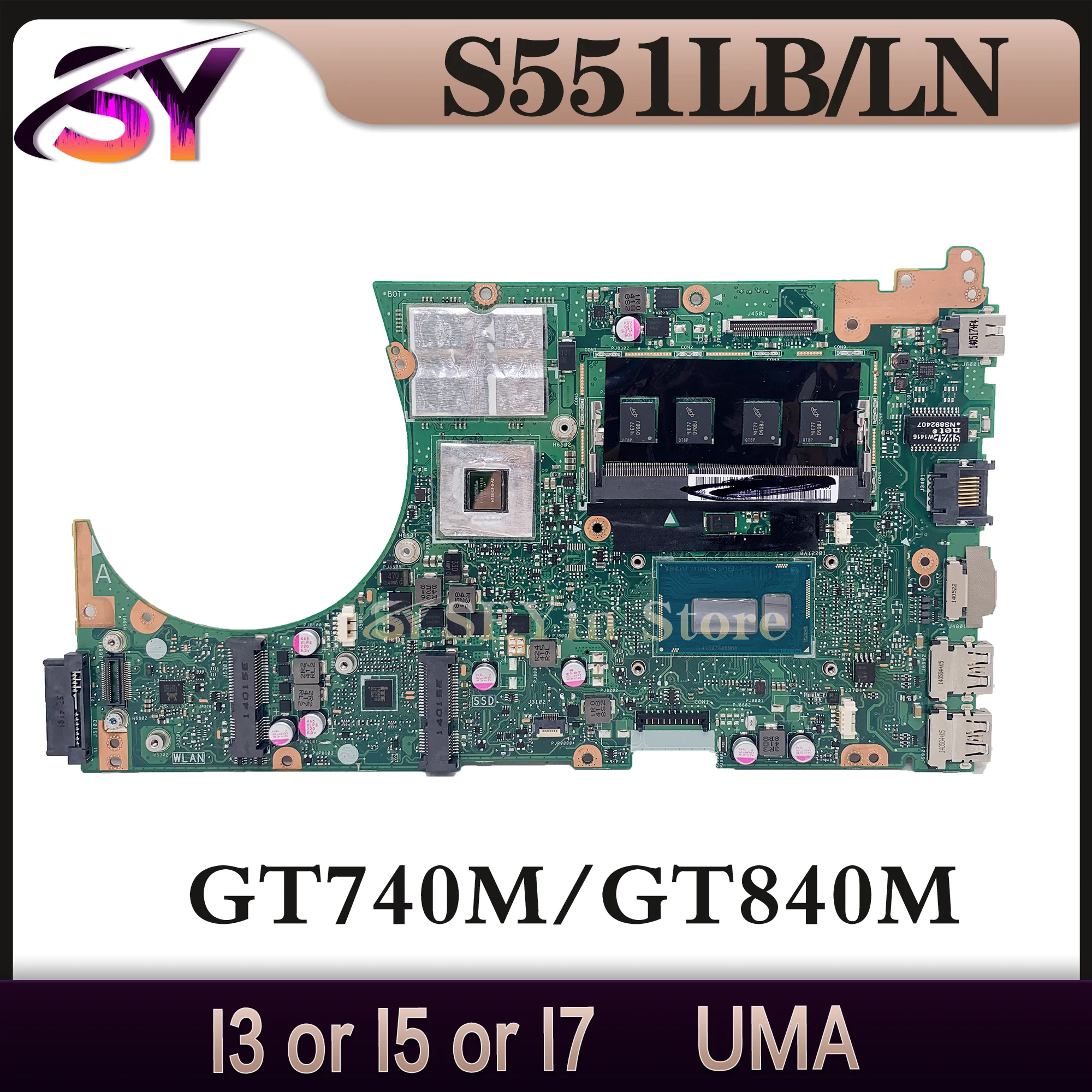 

Notebook S551LN Mainboard For ASUS S551L S551LB R553L S551LA 0Laptop Motherboard I3 I5 I7 4GB/RAM UMA/GT740M/GT840M