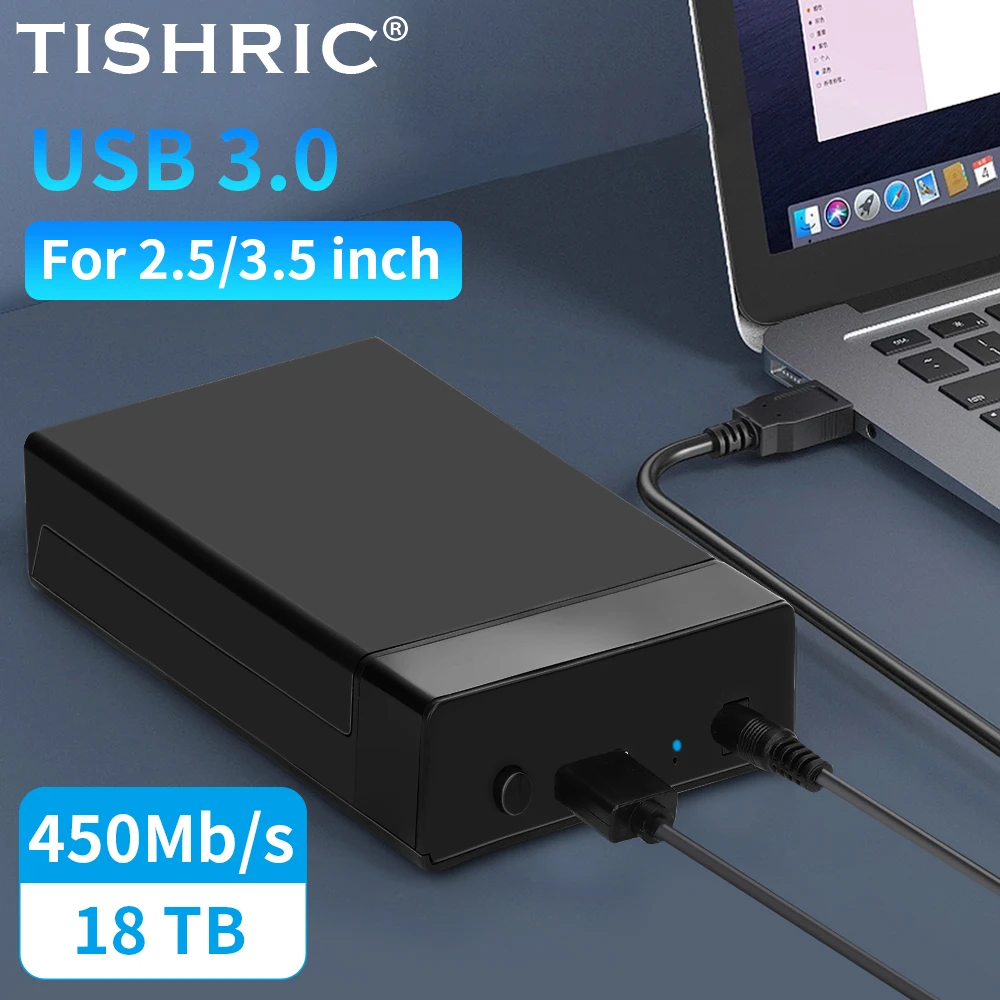 

TISHRIC 3.5 Inch HDD Case SATA to USB 3.0 Adapter External Hard Drive Enclosure with 12V/2A Power Adapter Support UASP Tool free